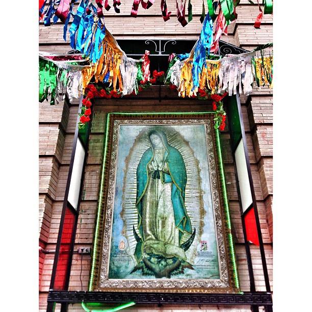 A Virgin of Guadalupe altar outside of St. Jerome's Church on 138th St. Once an Irish parish, the majority of parishioners are now Mexican.